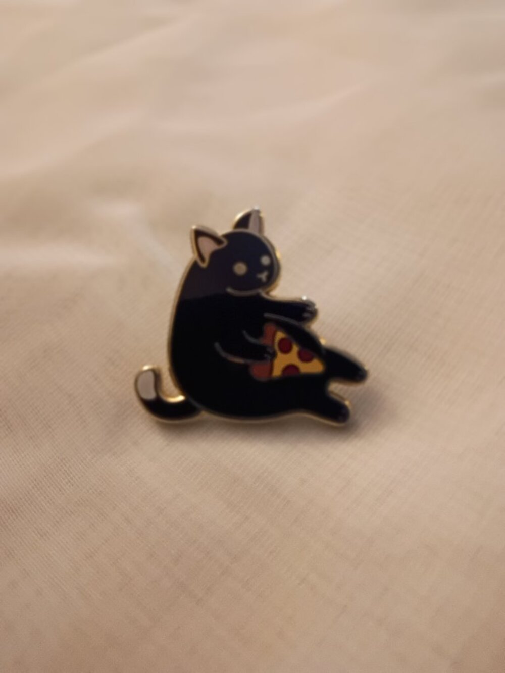 Pizza Black Cat Enamel Pin